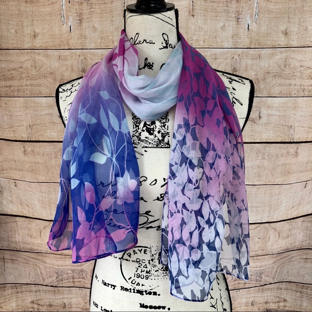 Pink and Blue Floral Scarf